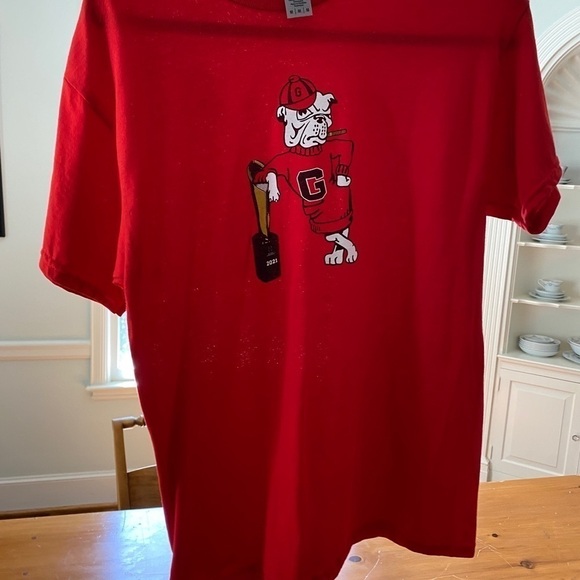 New Era Tops - University of Georgia Football Champion Red Shirt Retro T Shirt Glory Glory